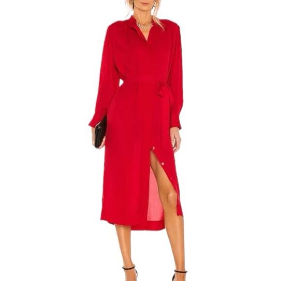 Rebecca Taylor Long Sleeve Red Silk Dress Medium New Retails $365 - Picture 1 of 12